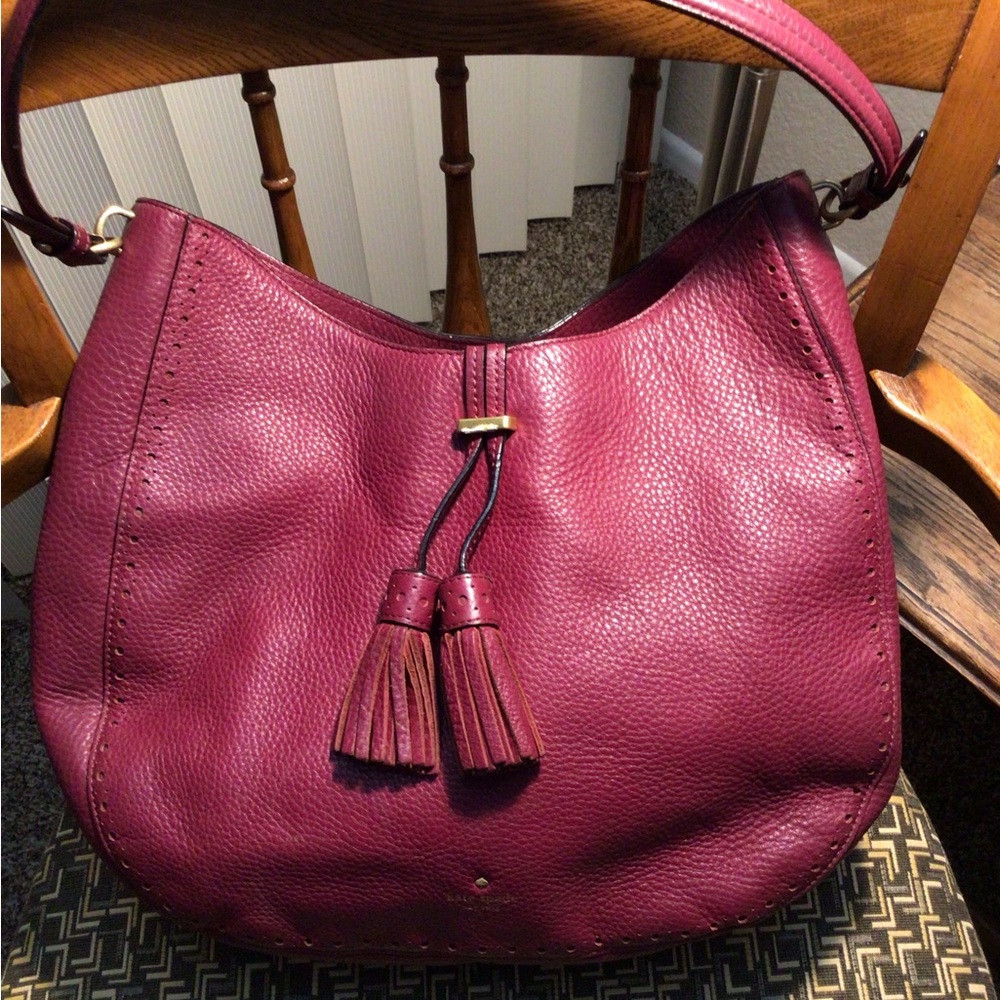 ❌SOLD❌ Kate Spade James St. Nori Dark Magenta Leather Hobo Bag - Picture 10 of 11
